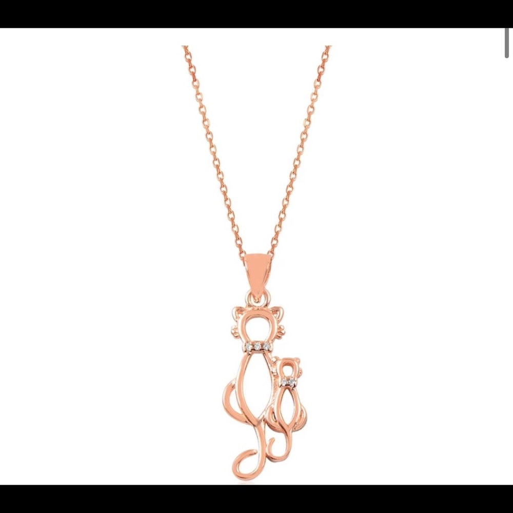 New Sterling Silver Mom and Kitten Necklace
